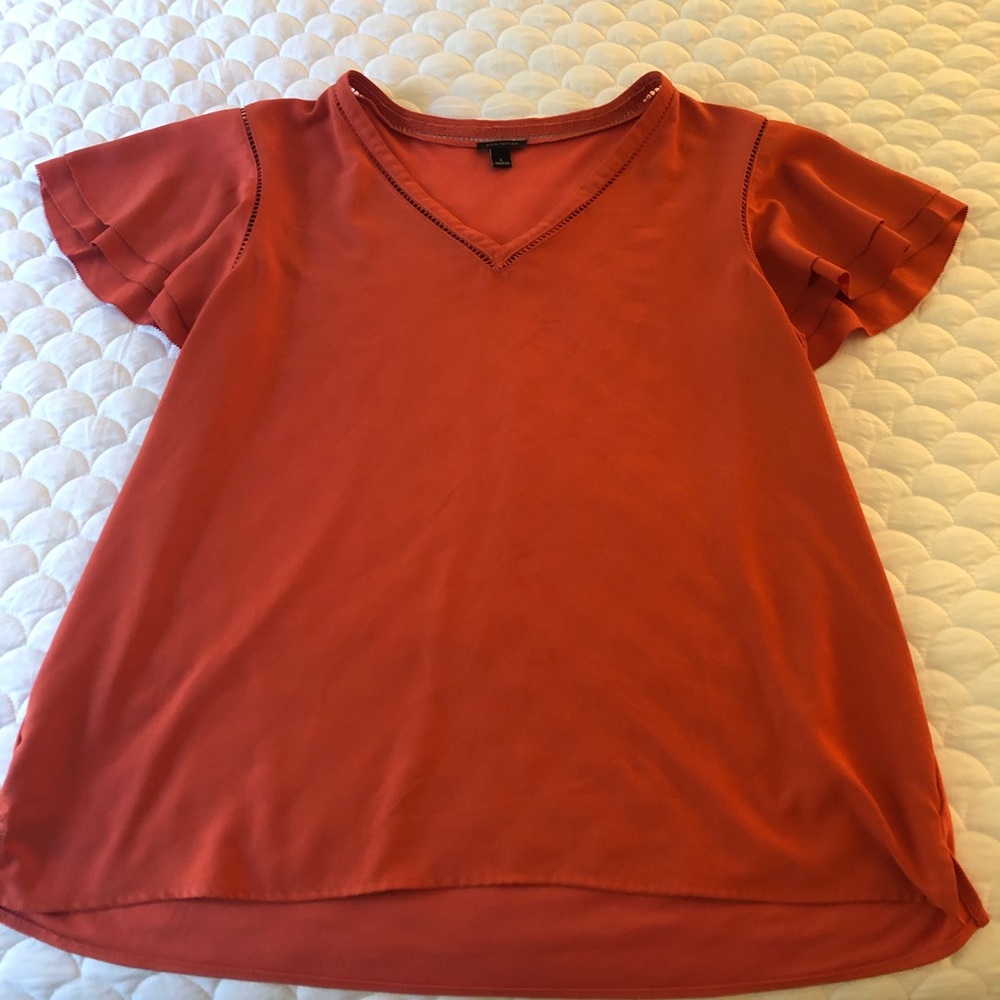 Ann Taylor V-Neck Tangerine Blouse